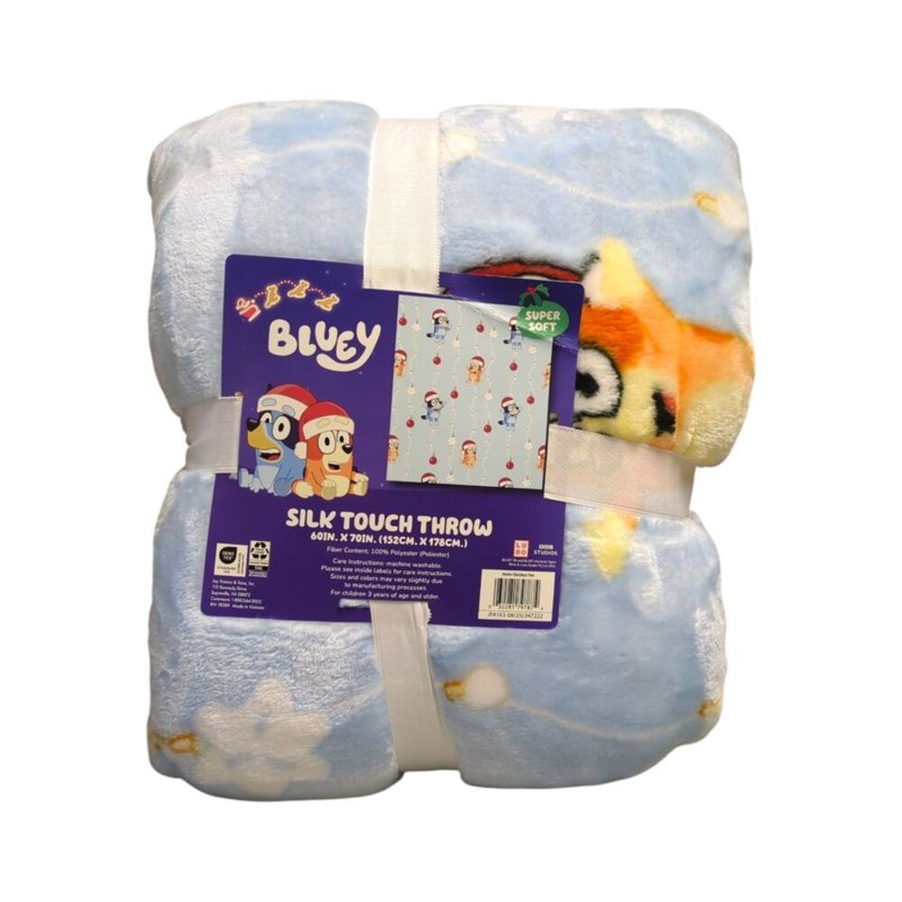 Christmas Bluey - Jay Franco Licensed Silk Touch Polyester Fleece Throw Blanket,